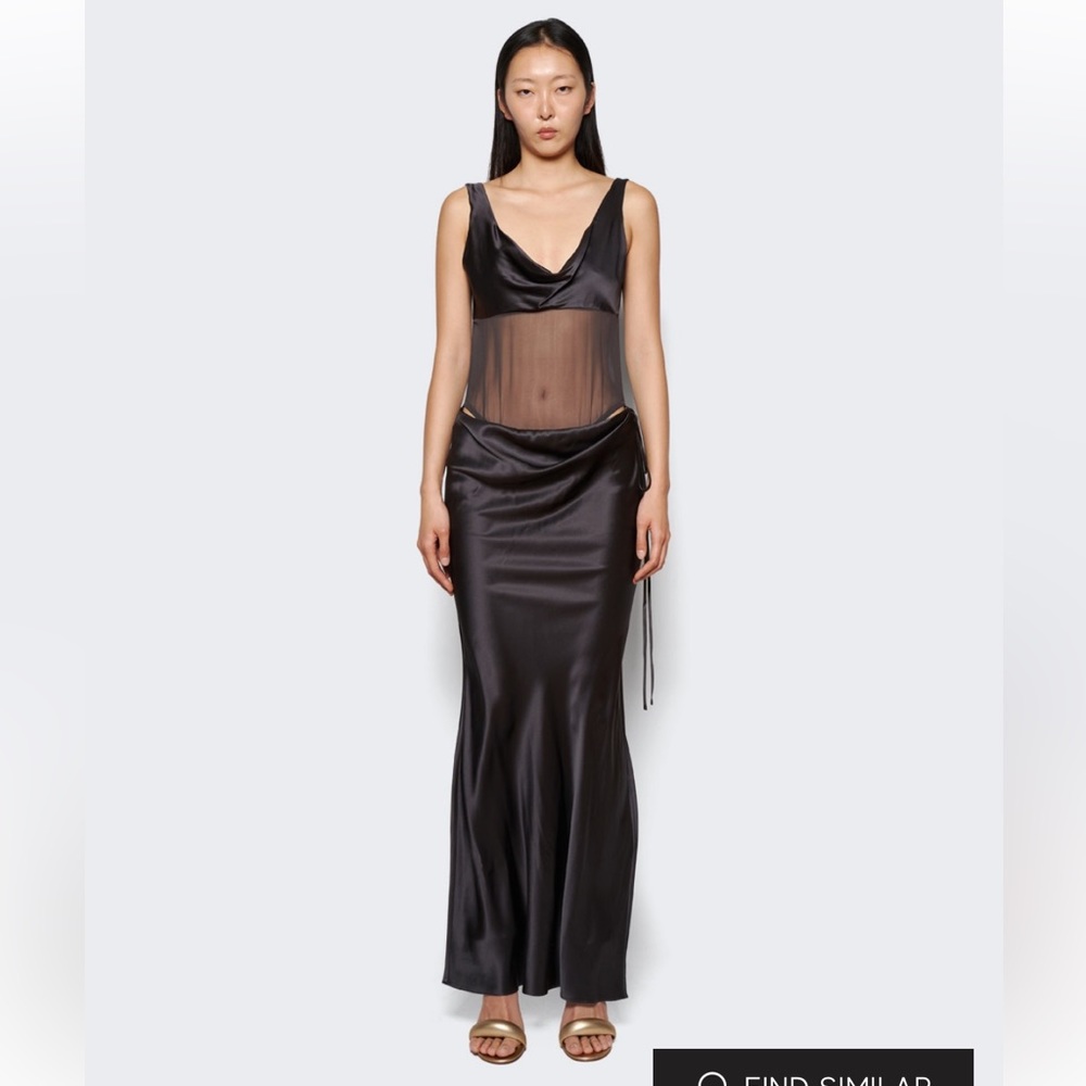 Sheer Torso Cowl Tank Dress